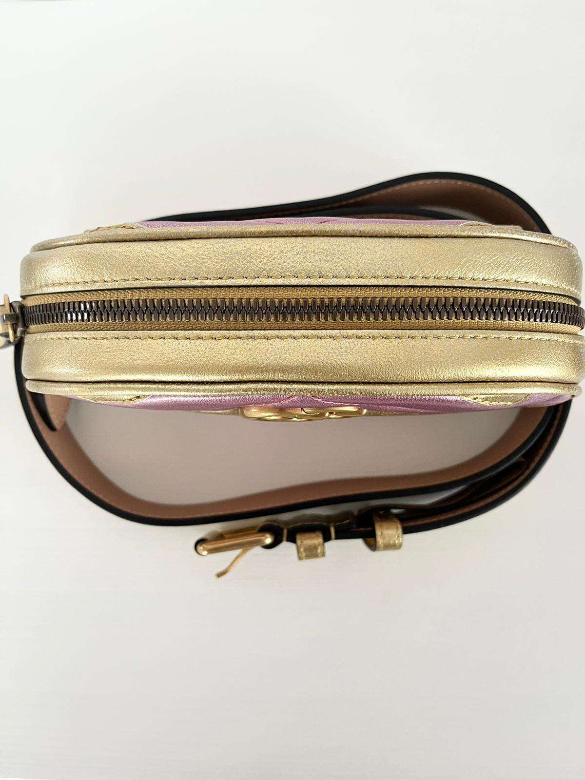 Gucci gold pink marmont belt bag