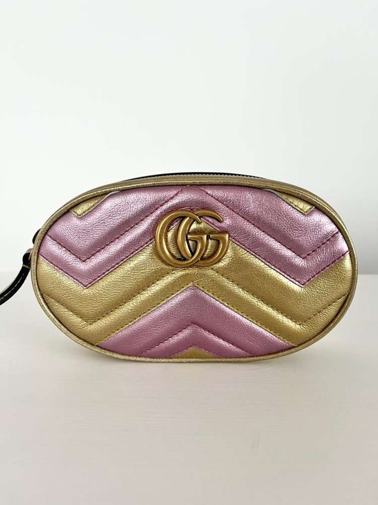 Gucci gold pink marmont belt bag