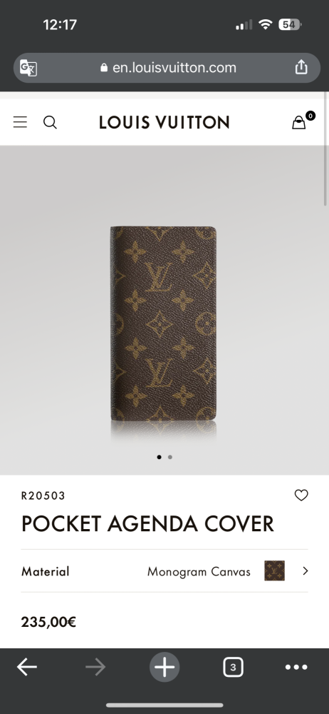 Louis Vuitton MONOGRAM Pocket Agenda Cover (R20503)