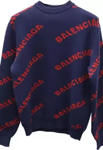 https://vipluxury.sk/Balenciaga Logo All Over Sweater in Blue Print Wool