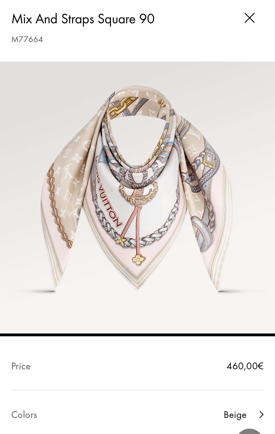 Louis Vuitton šatka Mix And Straps Square 90