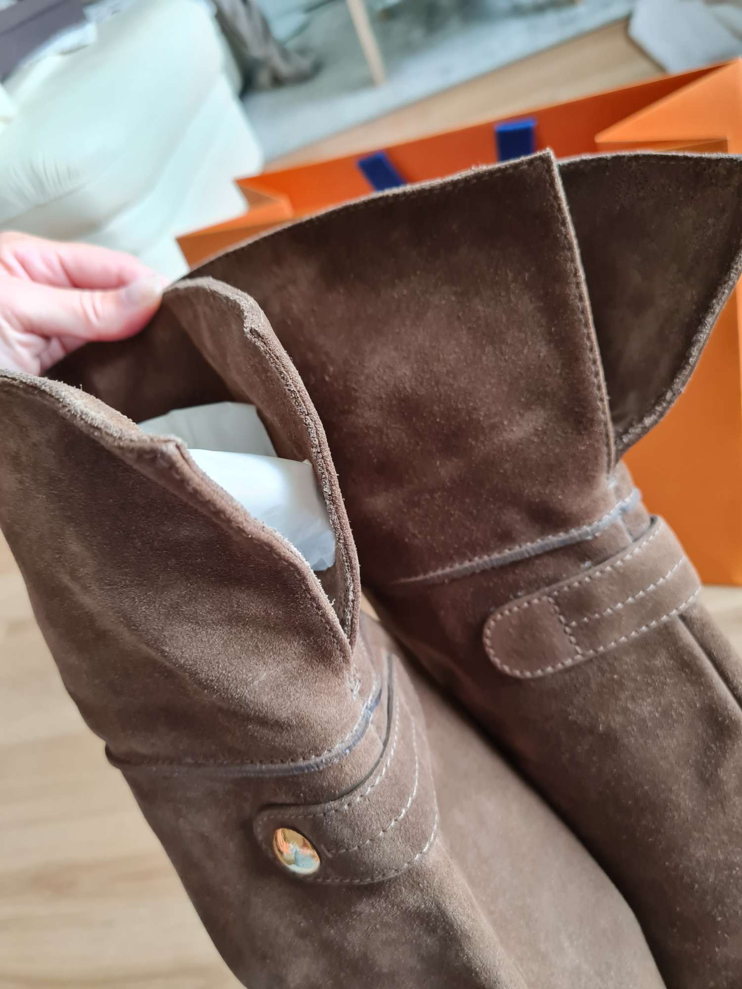 Louis Vuitton moka hnědé celokožené kozačky 38