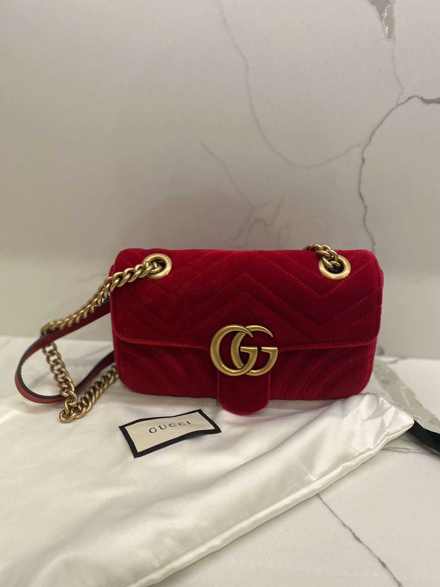 Gucci Marmont red velvet