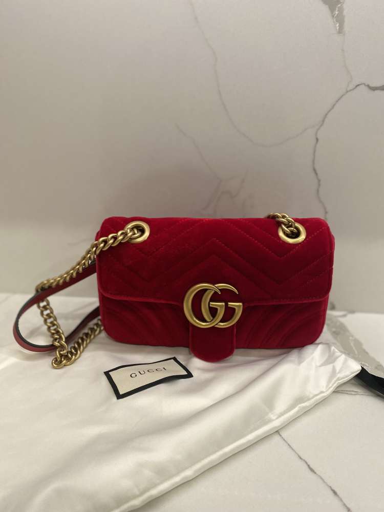 Gucci Marmont red velvet