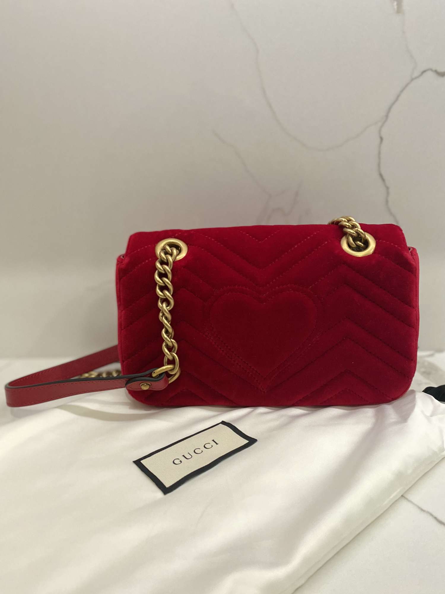 Gucci Marmont red velvet