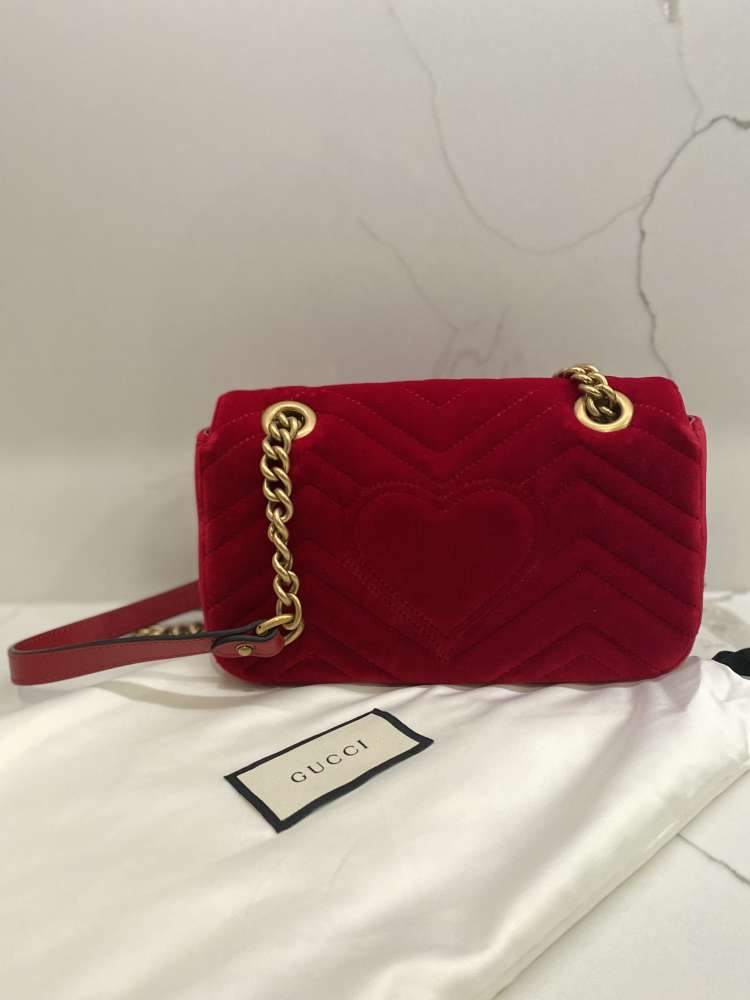 Gucci Marmont red velvet