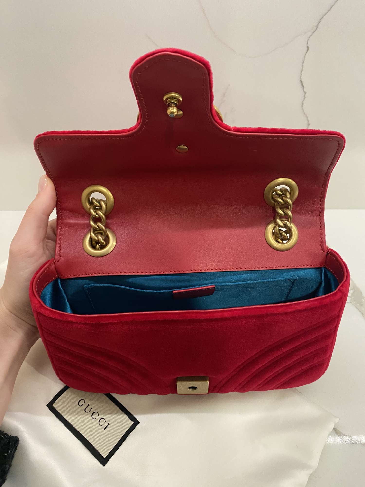 Gucci Marmont red velvet
