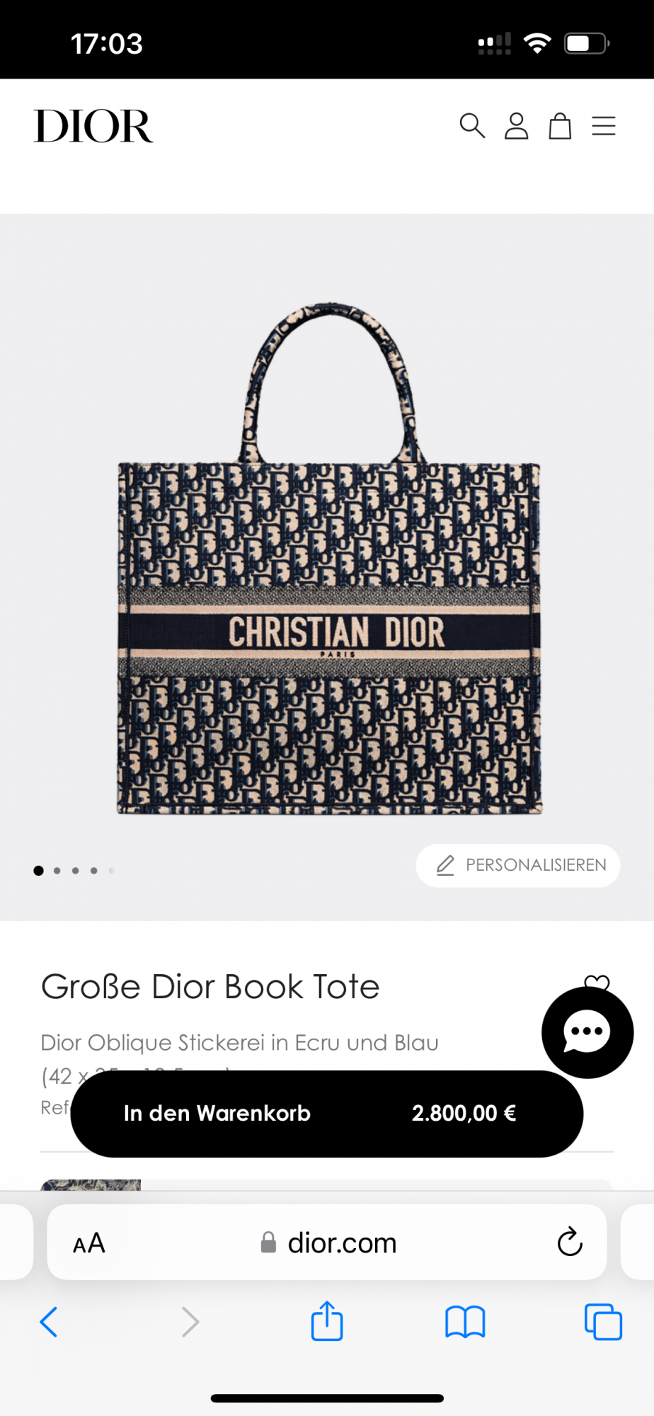 Dior Tote Bag large