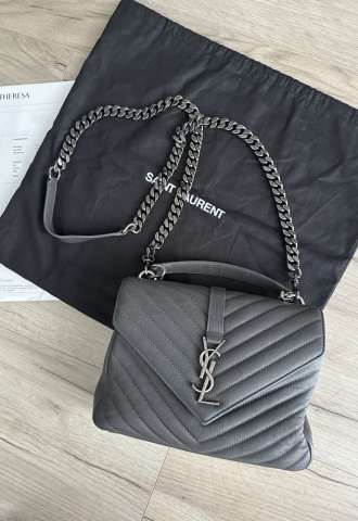 https://vipluxury.sk/YSL College Medium shoulder leather bag - seda farba