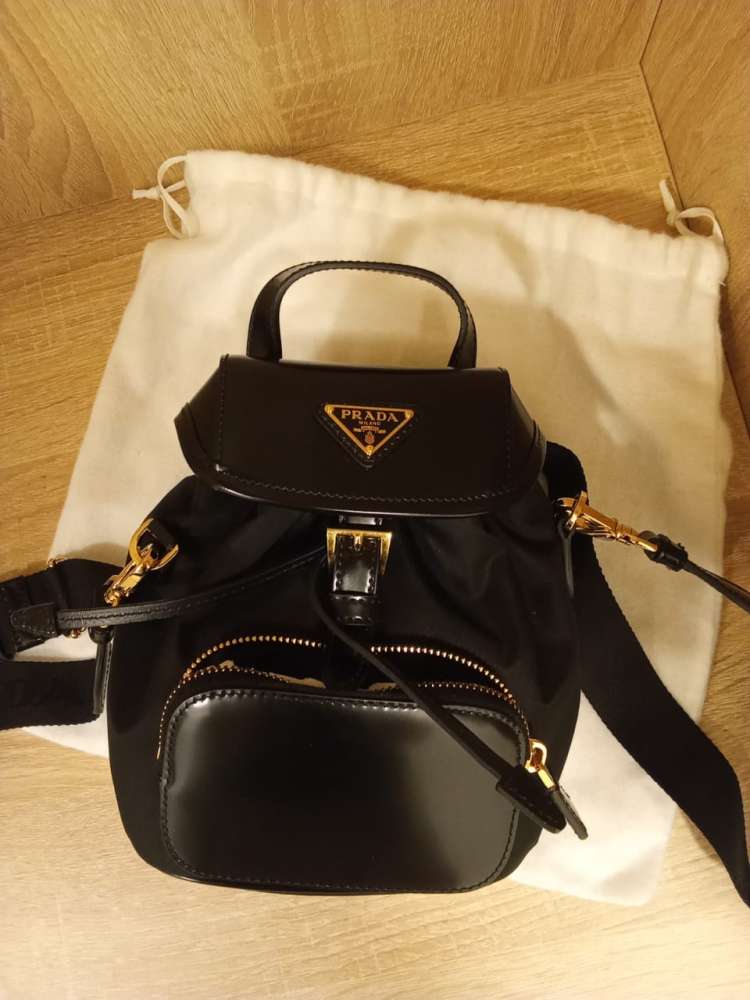 Prada Re-nylon brushed leather backpack-mini