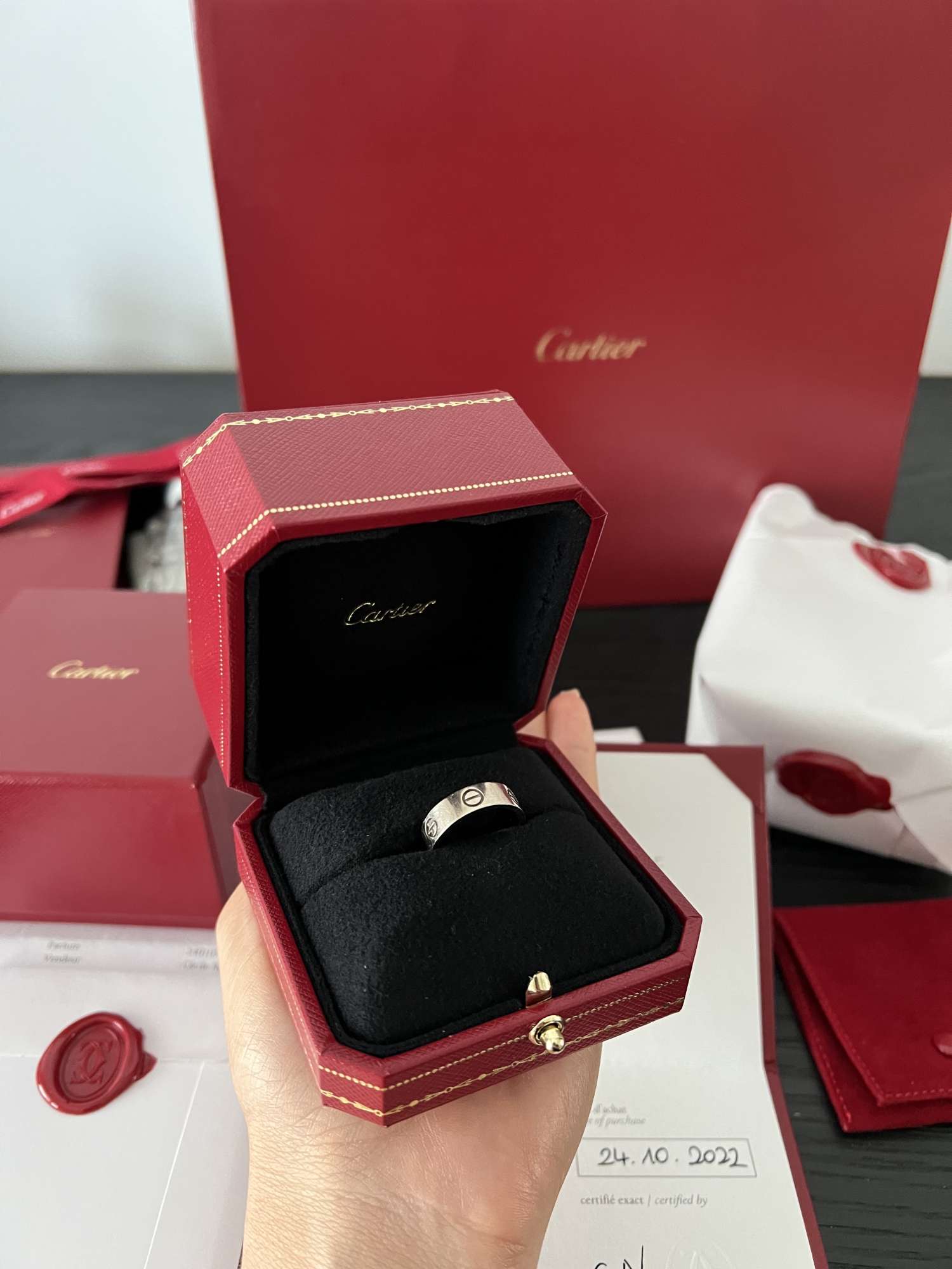 Cartier LOVE ring biele zlato veľkosť 52 hrubšia verzia