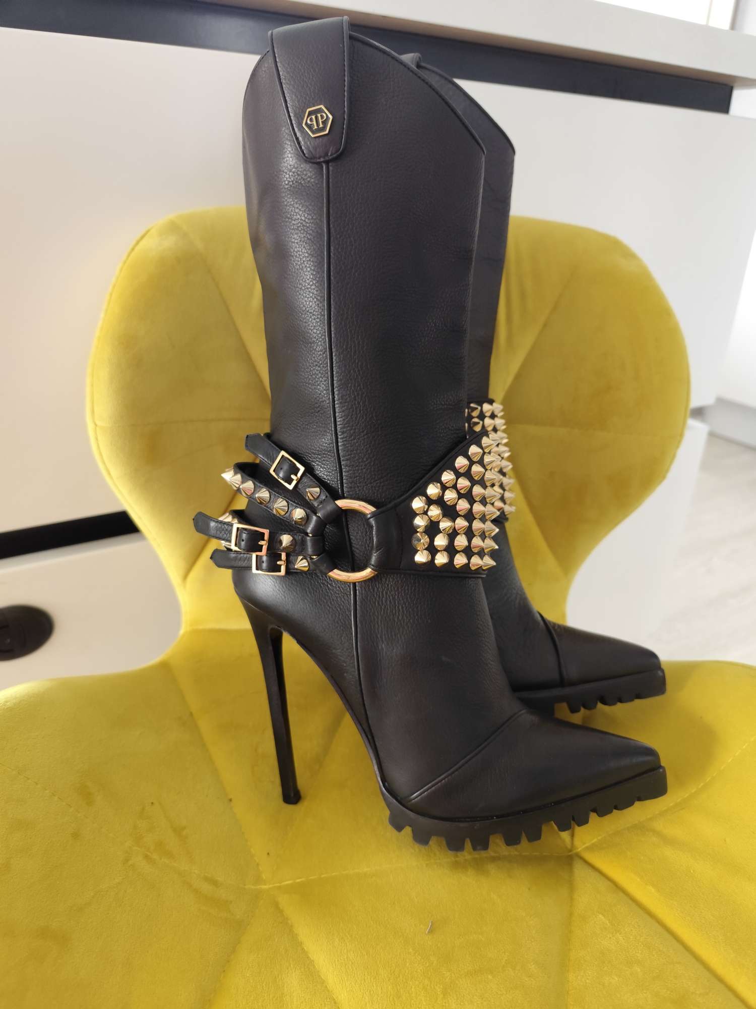 Philipp Plein kožené cizmy