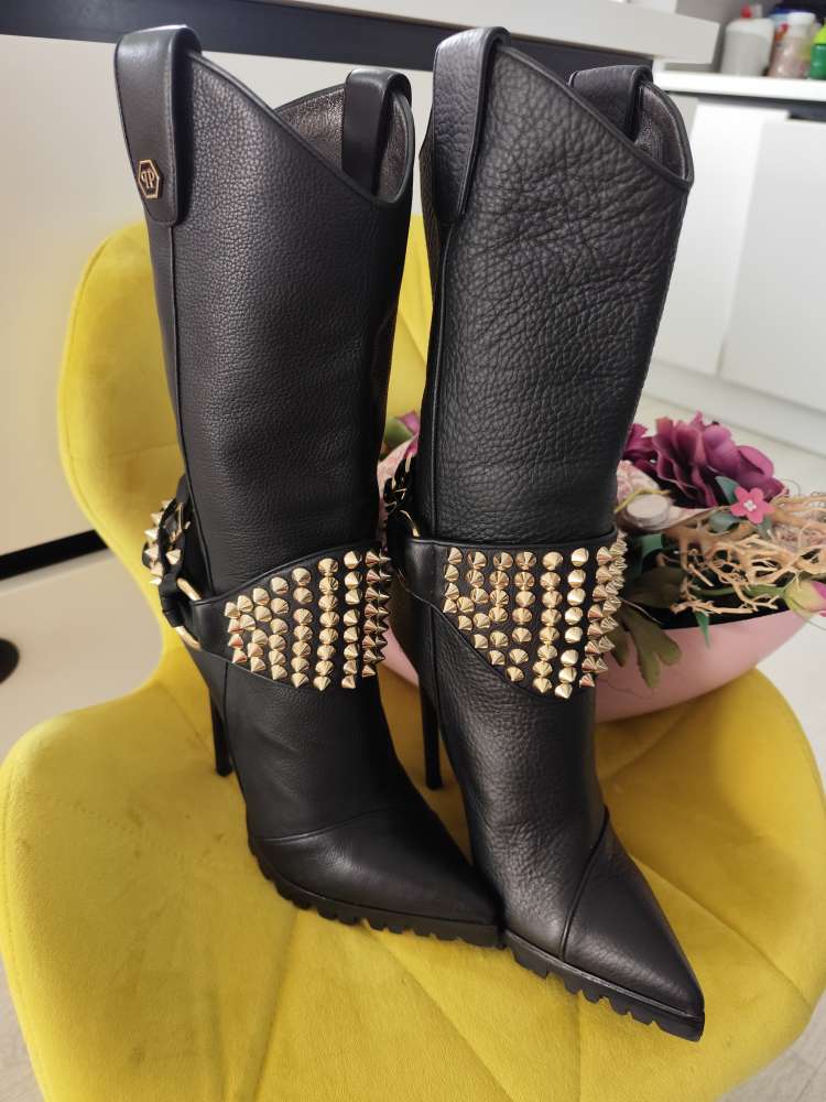 Philipp Plein kožené cizmy