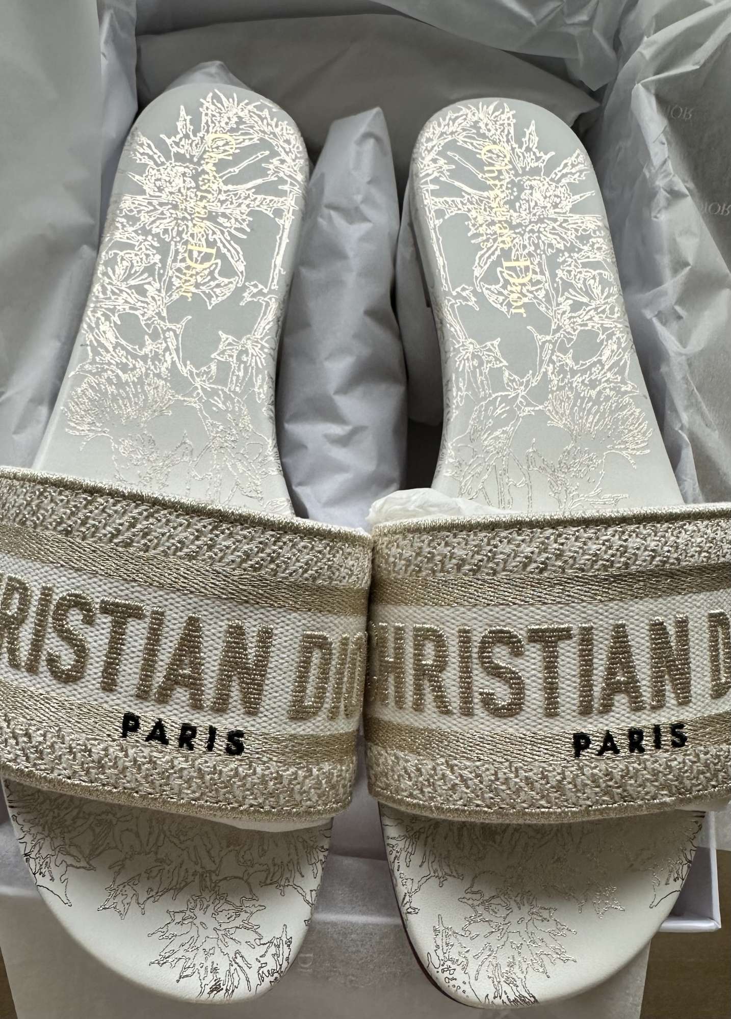 Nové šľapky DIOR model Dway zlato-biele 40,5