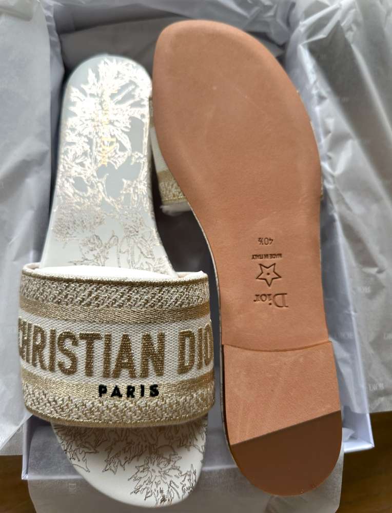 Nové šľapky DIOR model Dway zlato-biele 40,5