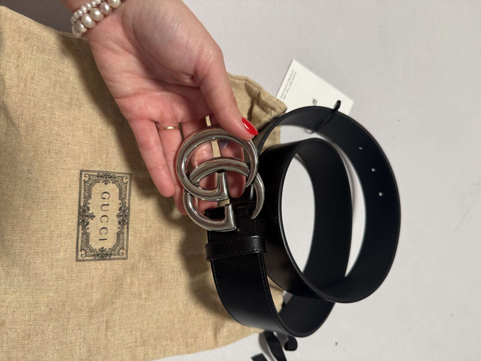 Gucci opasok, strieborný