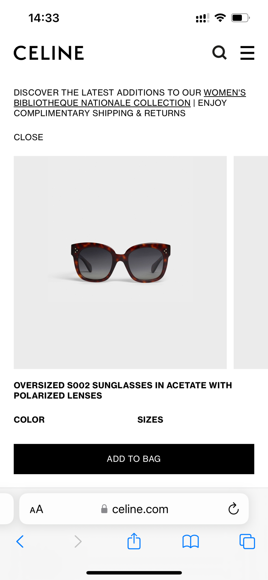 Celine Oversized S002 sluneční brýle