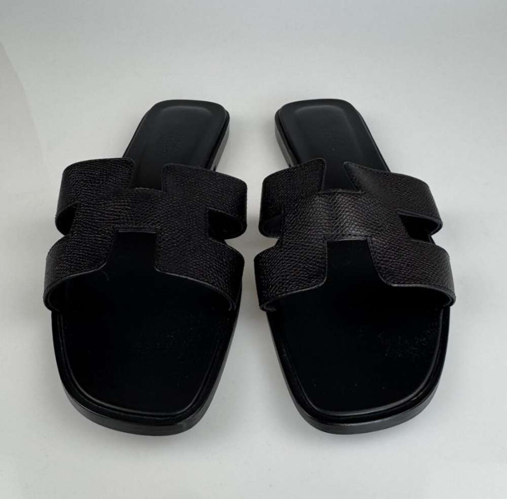 Nové šľapky HERMES model Oran epsom čierne kožené 39,5