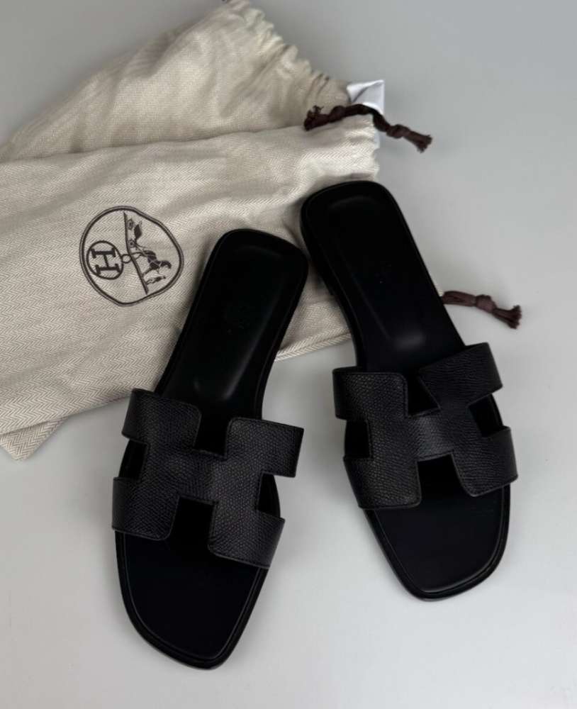 Nové šľapky HERMES model Oran epsom čierne kožené 39,5