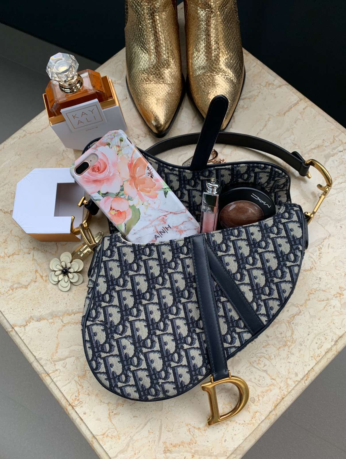 Dior Saddle Bag, Oblique Monogram, Navy Blue, Medium