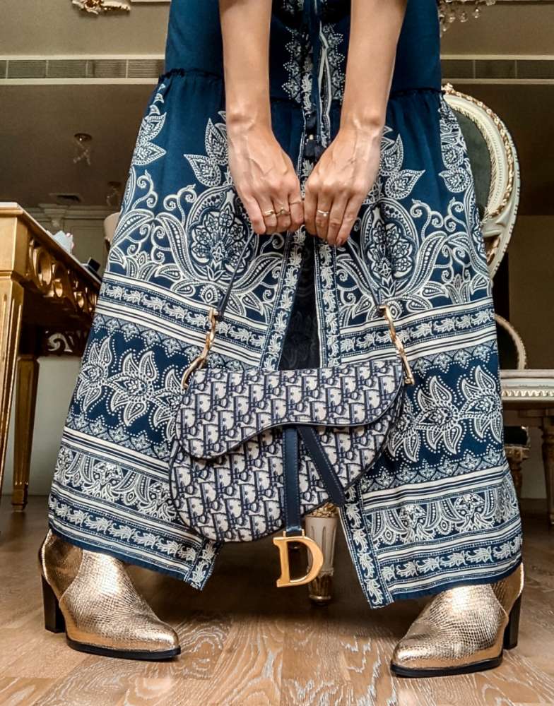 Dior Saddle Bag, Oblique Monogram, Navy Blue, Medium