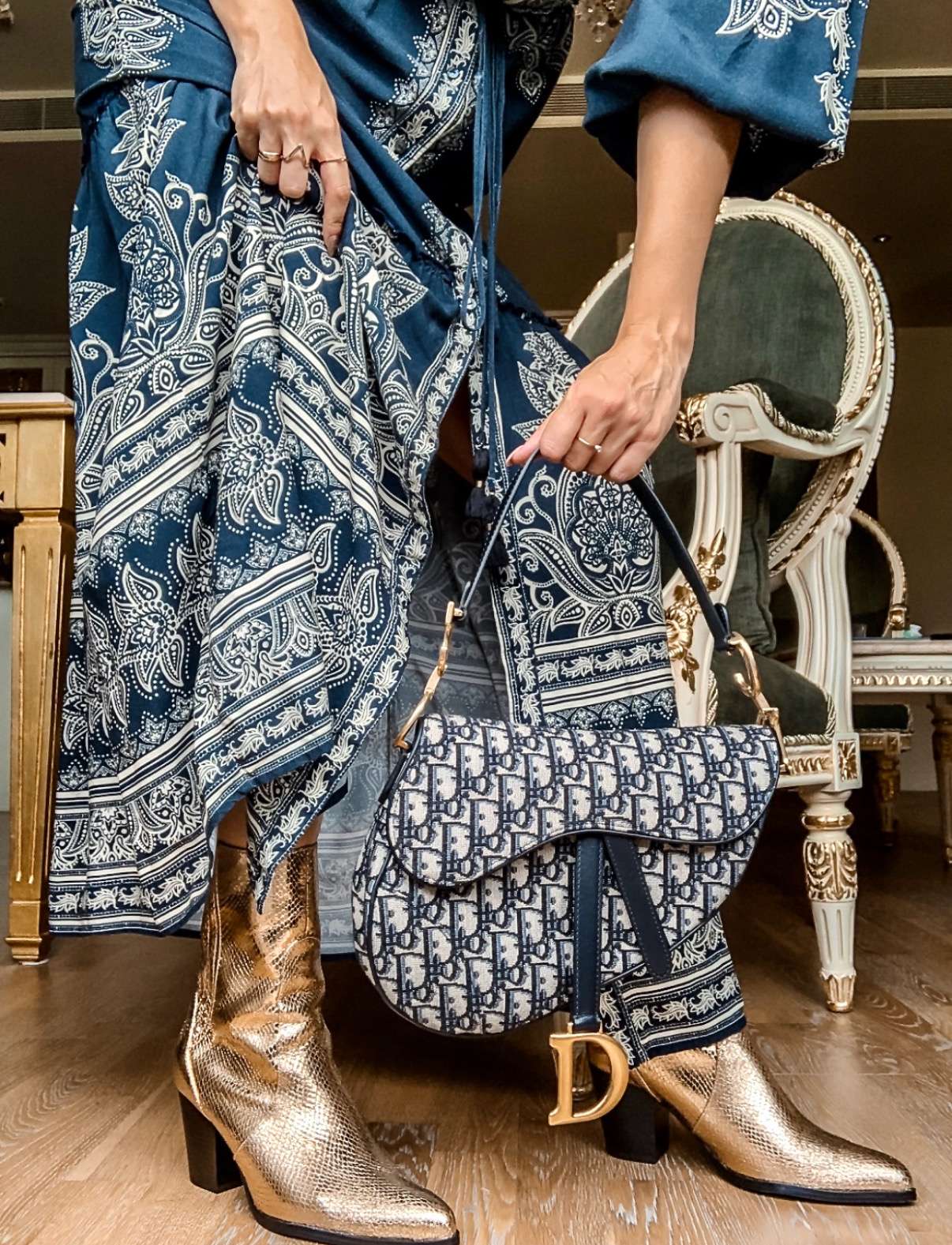 Dior Saddle Bag, Oblique Monogram, Navy Blue, Medium