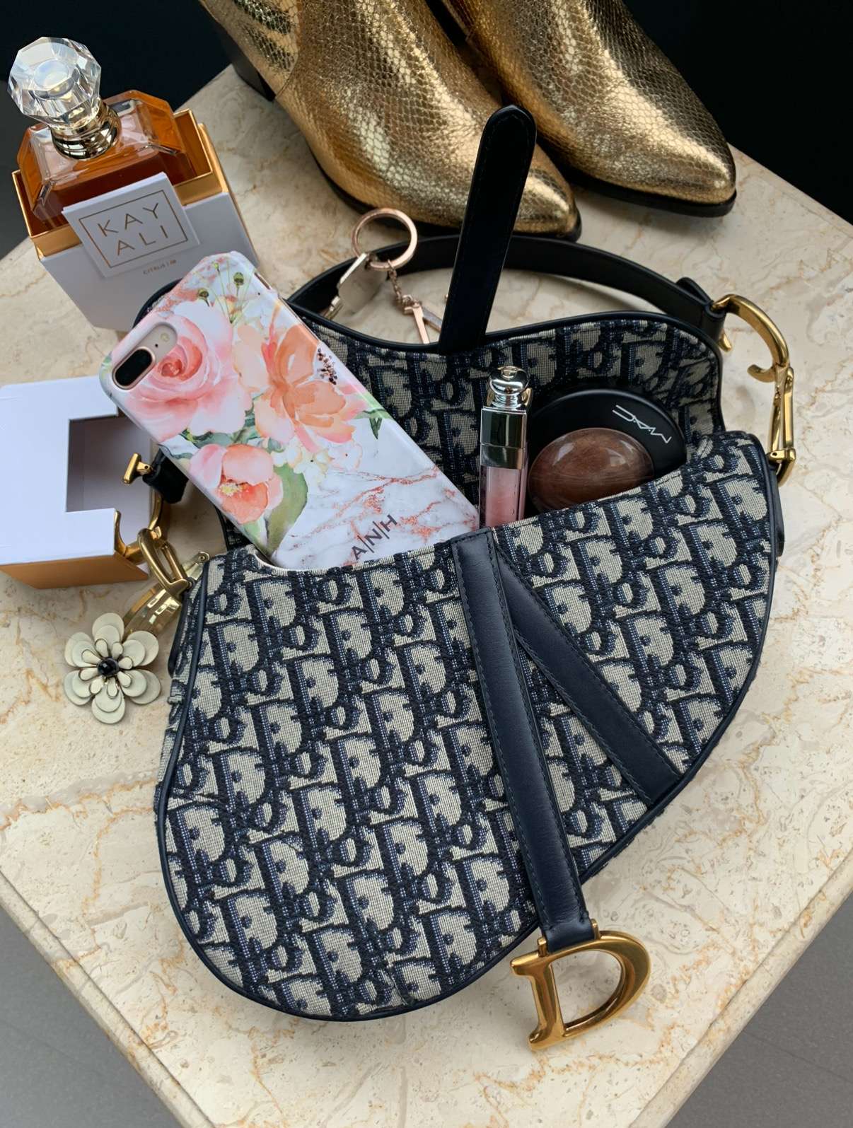 Dior Saddle Bag, Oblique Monogram, Navy Blue, Medium