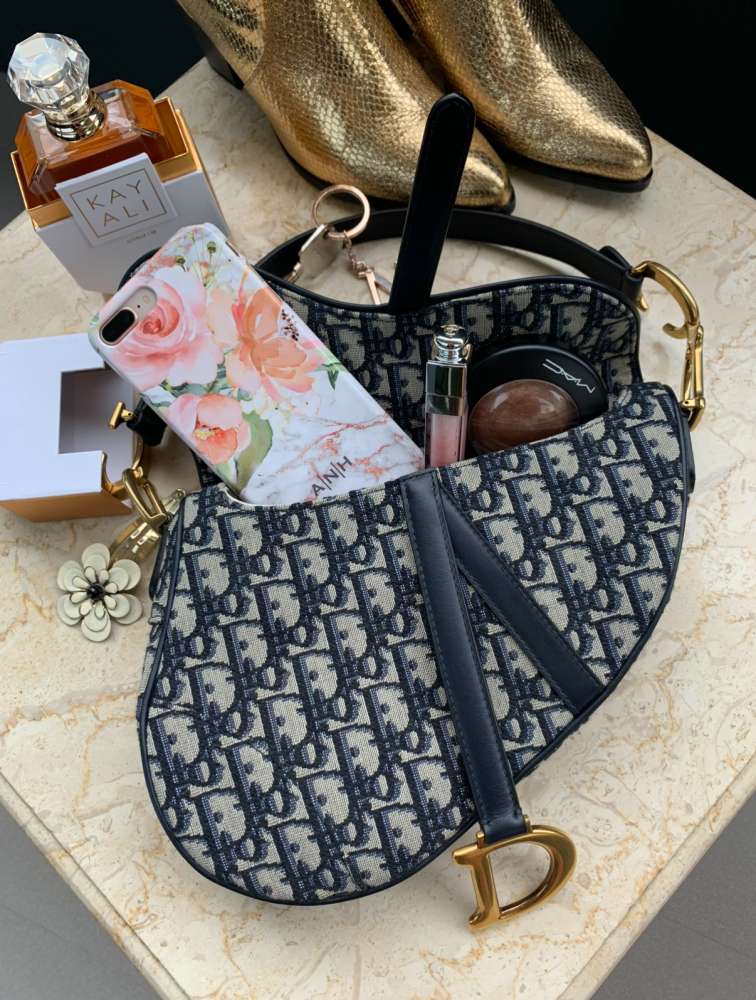 Dior Saddle Bag, Oblique Monogram, Navy Blue, Medium