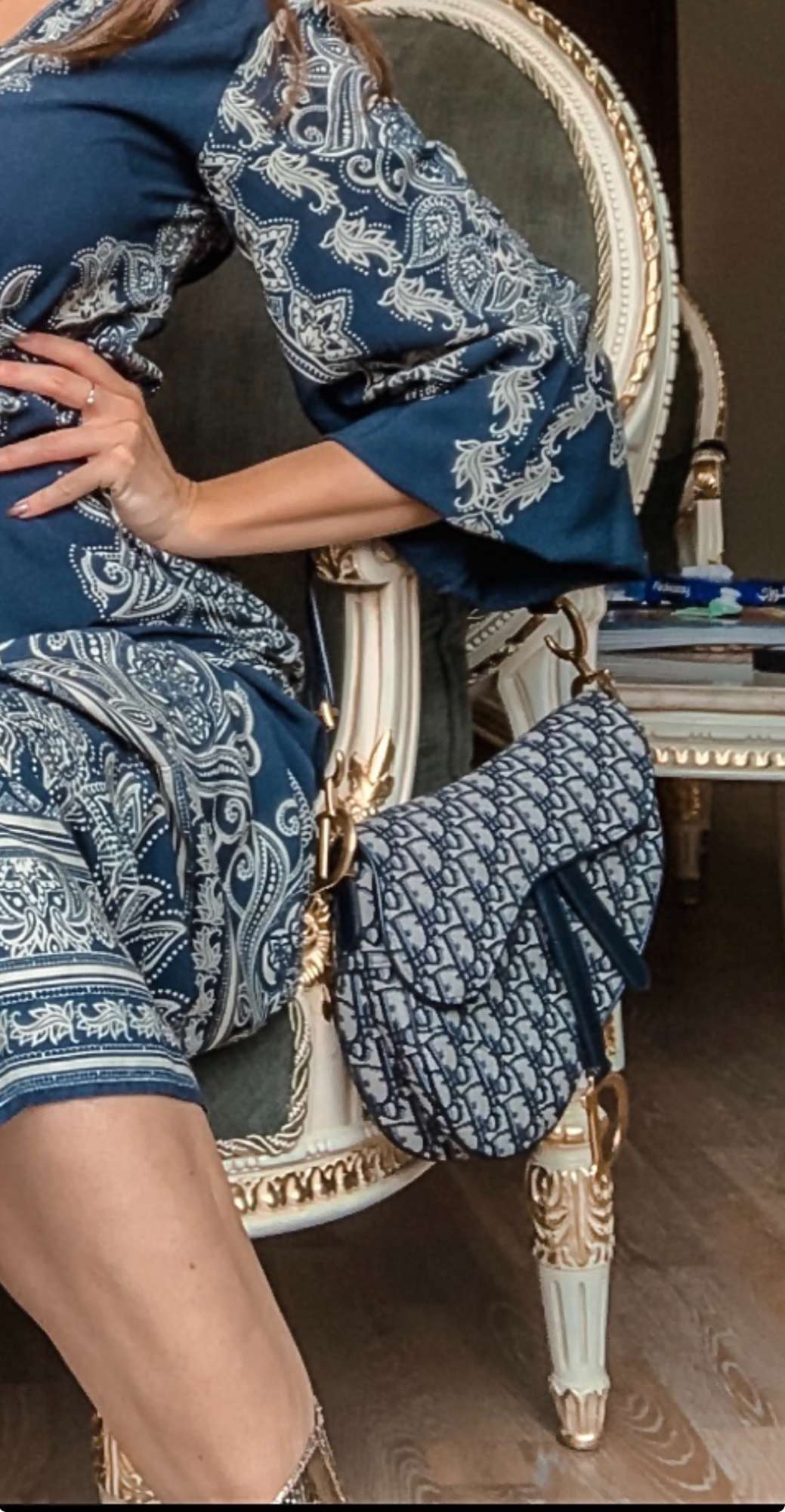 Dior Saddle Bag, Oblique Monogram, Navy Blue, Medium