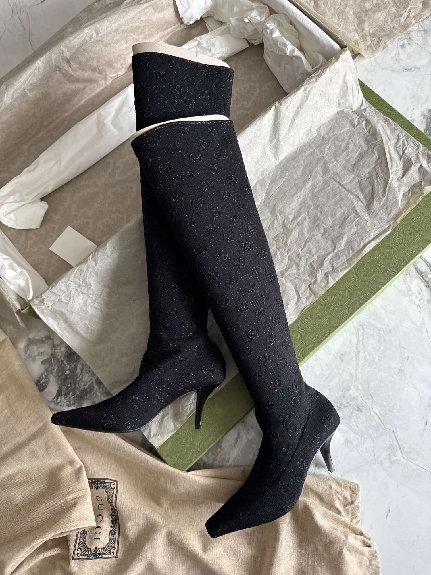 Gucci over knee stretch čižmy 39