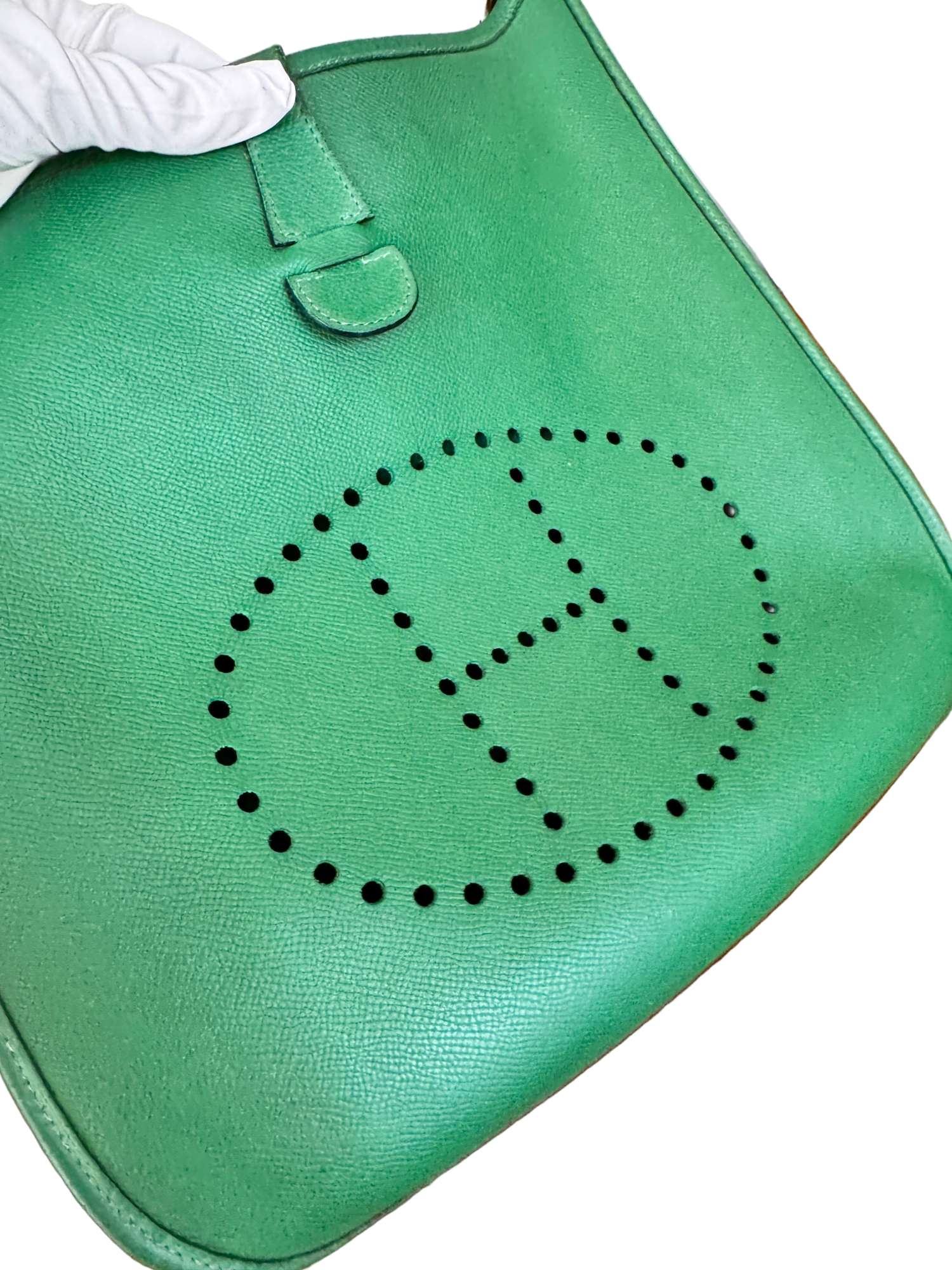 Hermès Evelyne GM Vintage kabelka – hráškovo zelená koža Courchevel