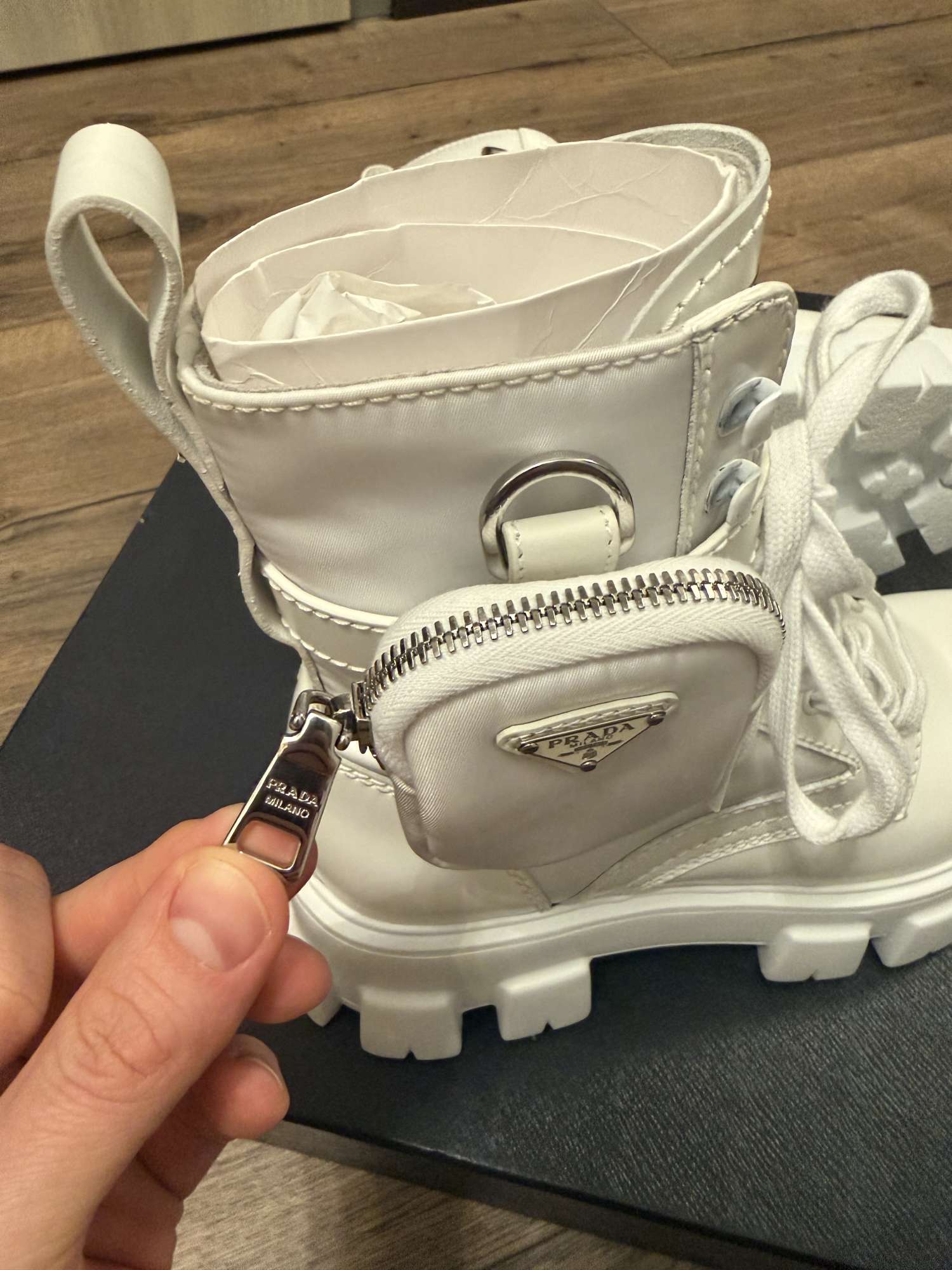 Prada monolith combat boots