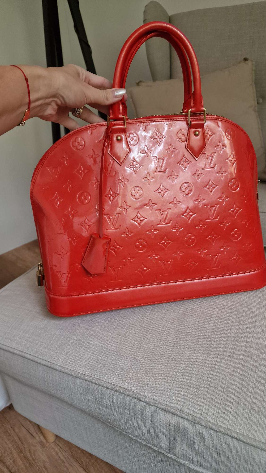 Louis Vuitton Orange sunset monogram vernis Alma GM bag s opaskom