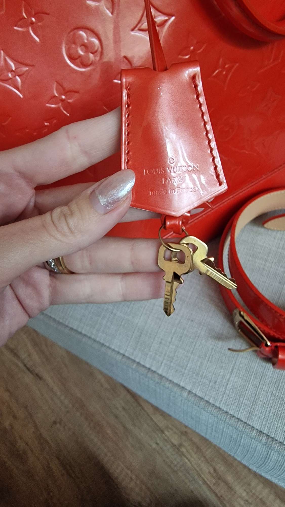 Louis Vuitton Orange sunset monogram vernis Alma GM bag s opaskom