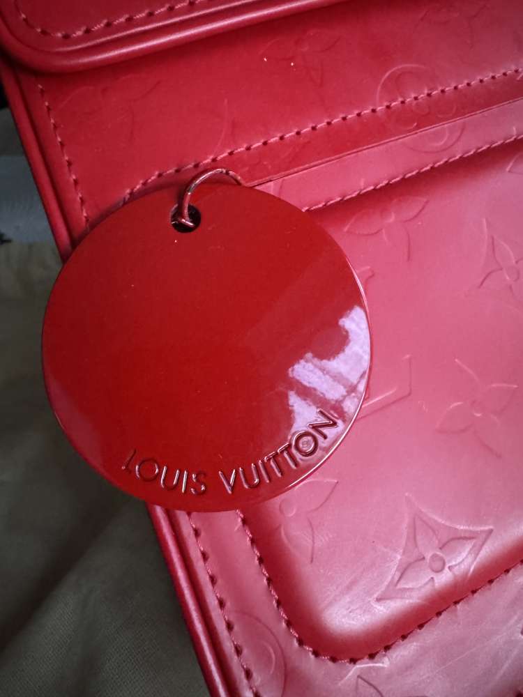 Louis Vuitton red monogram op art squary