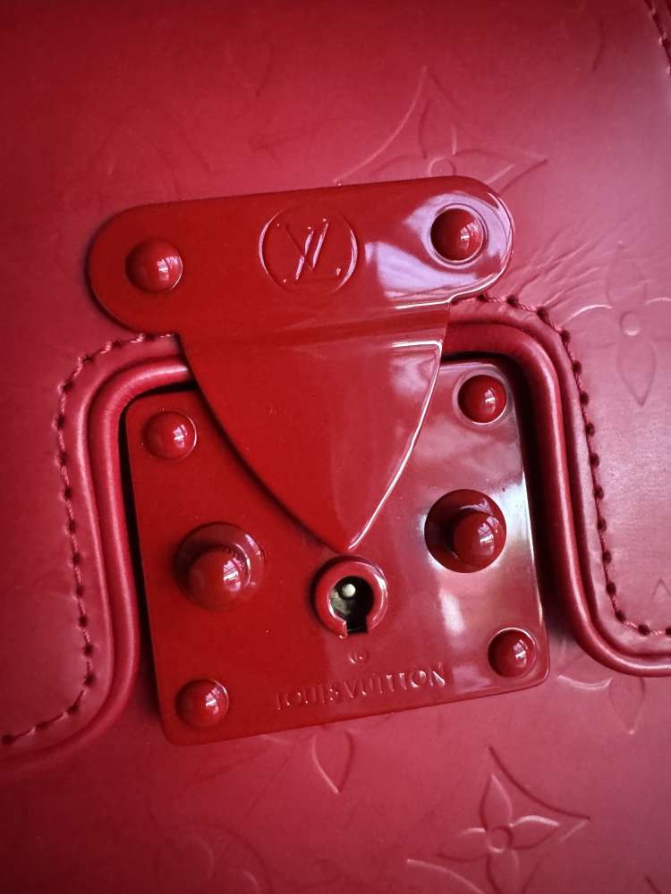 Louis Vuitton red monogram op art squary