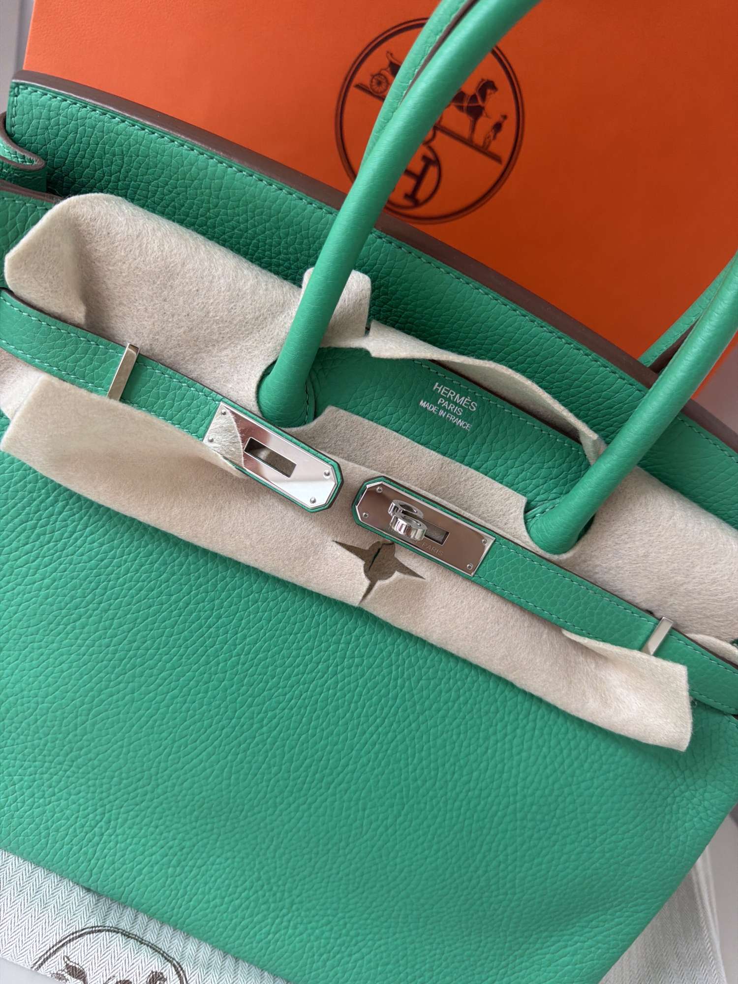 Hermes Birkin 35 Togo, PHW, Menthe color
