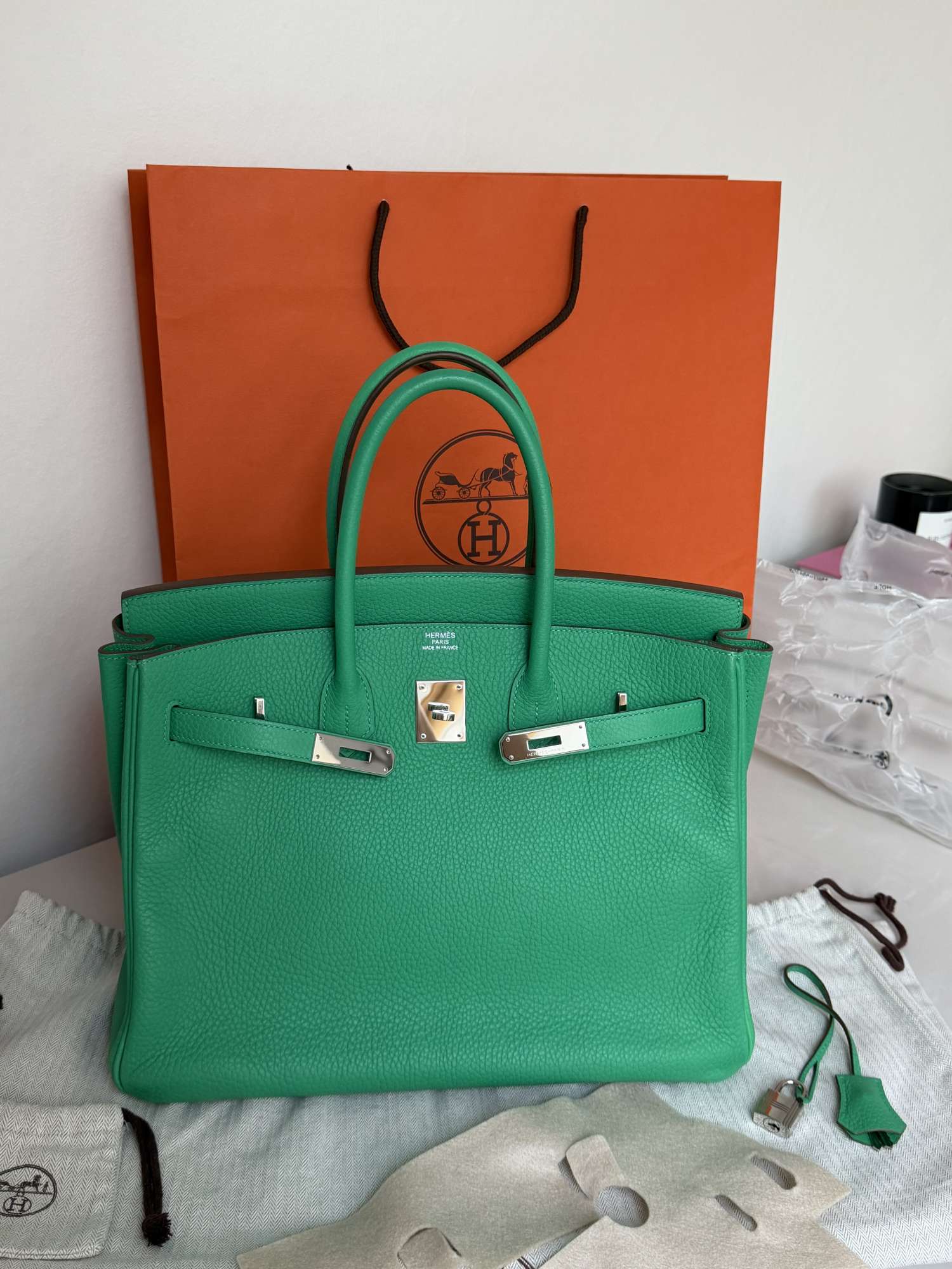 Hermes Birkin 35 Togo, PHW, Menthe color