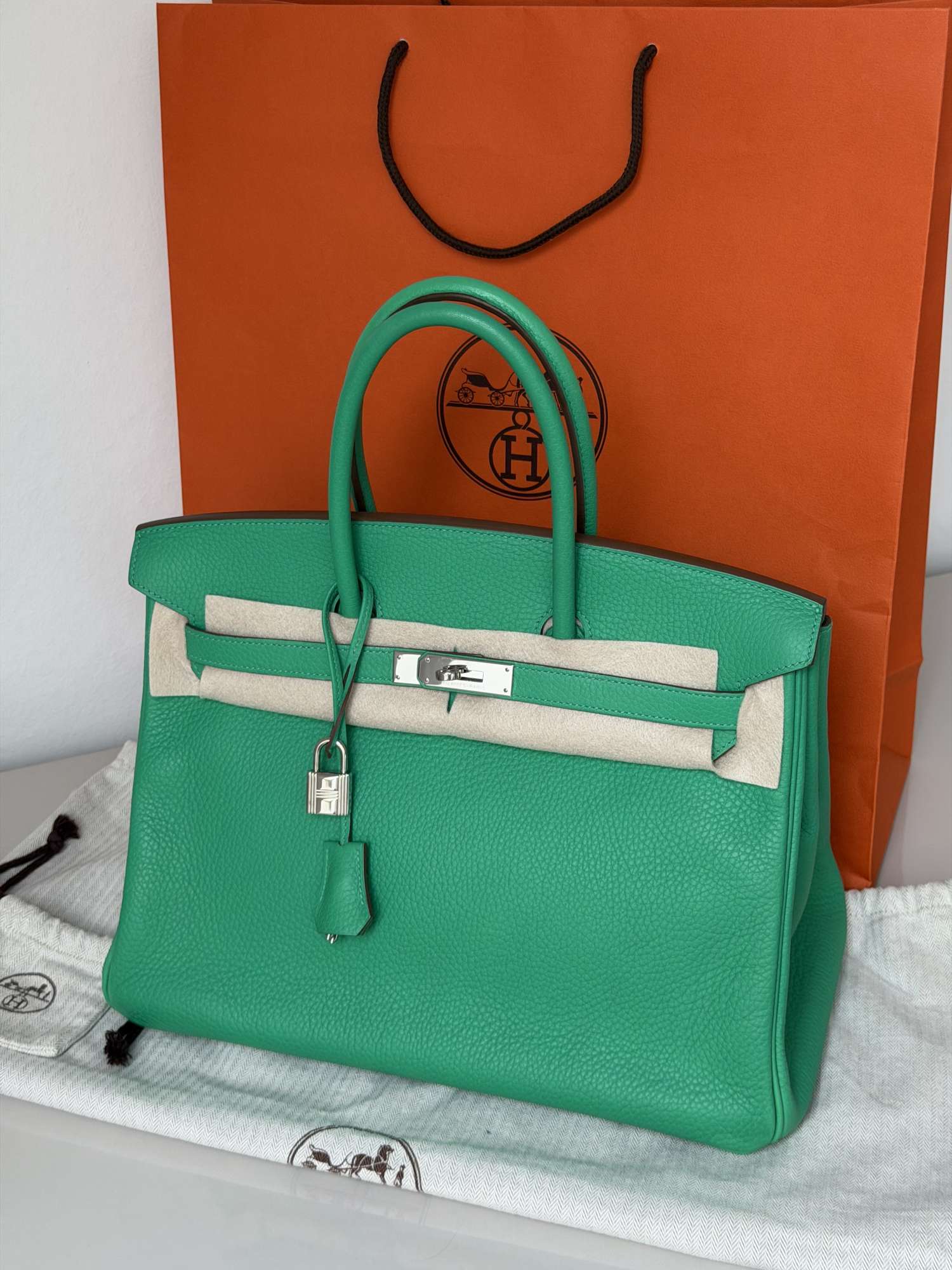 Hermes Birkin 35 Togo, PHW, Menthe color