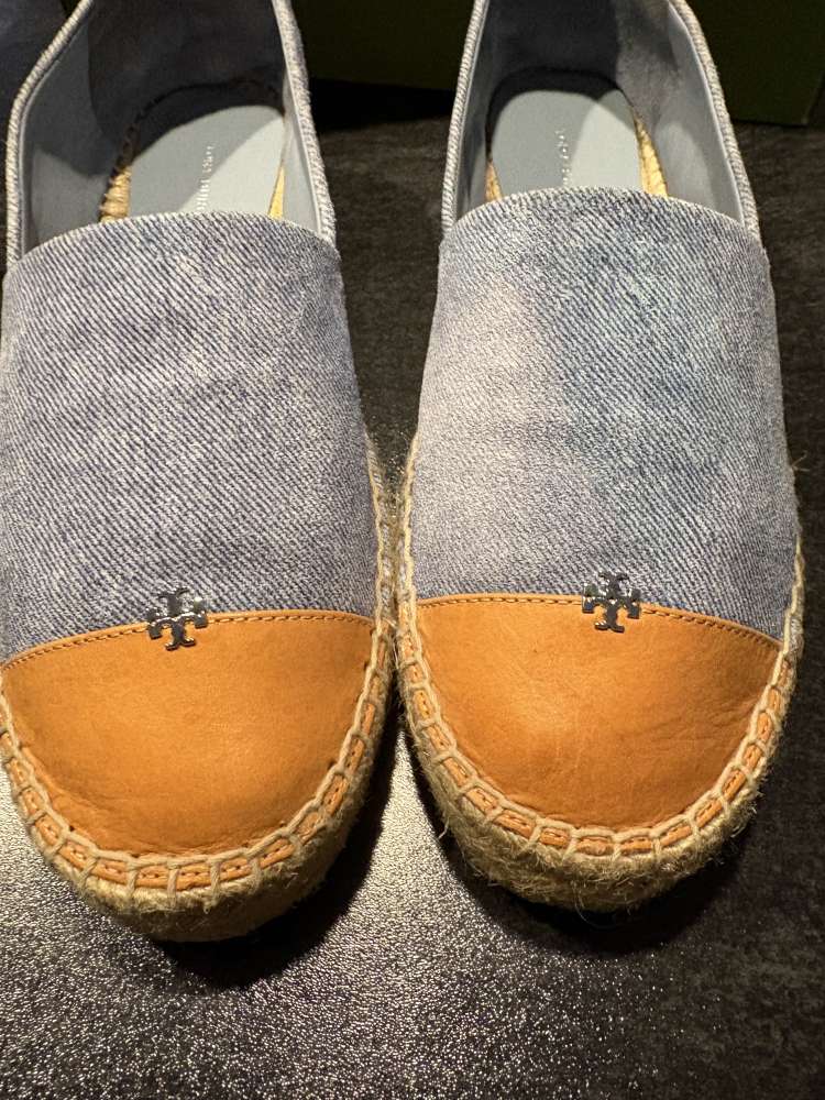 Tory Burch denimové riflové espadrillky, koža