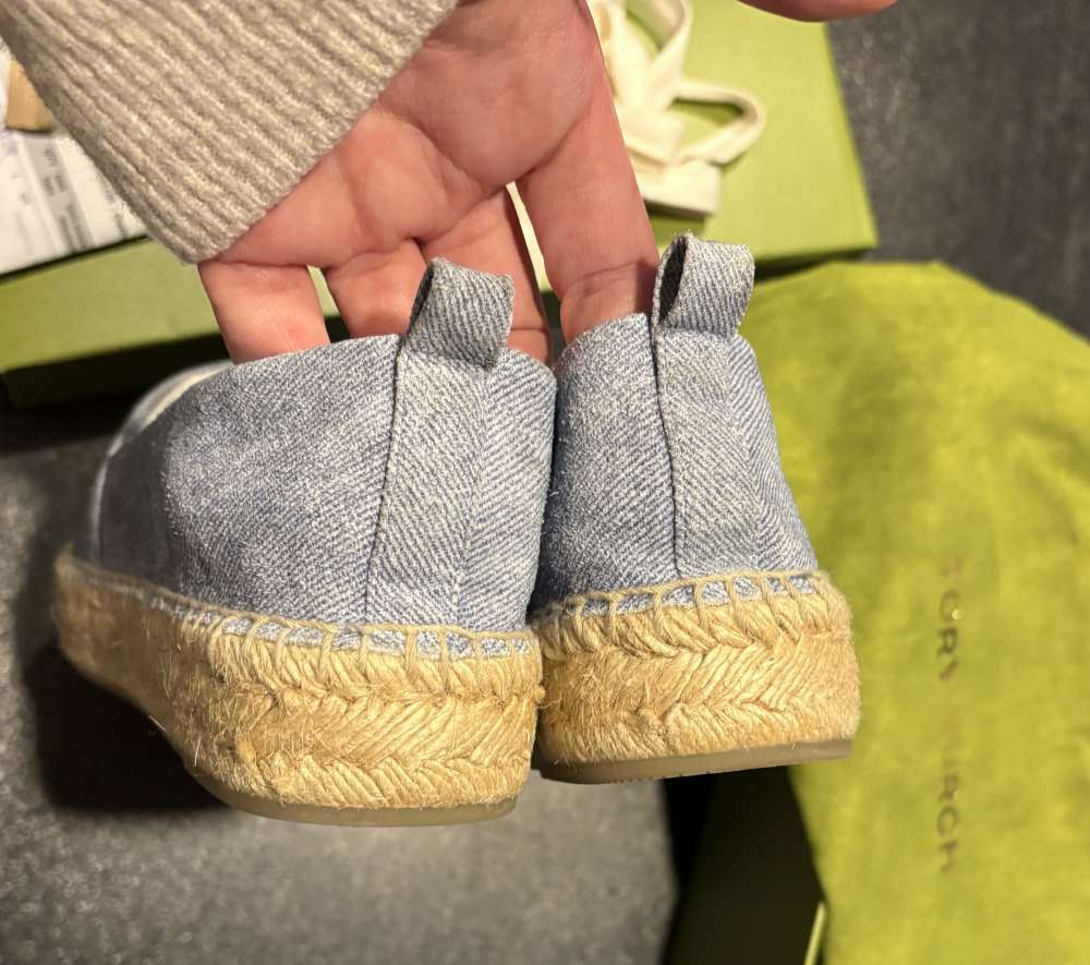 Tory Burch denimové riflové espadrillky, koža