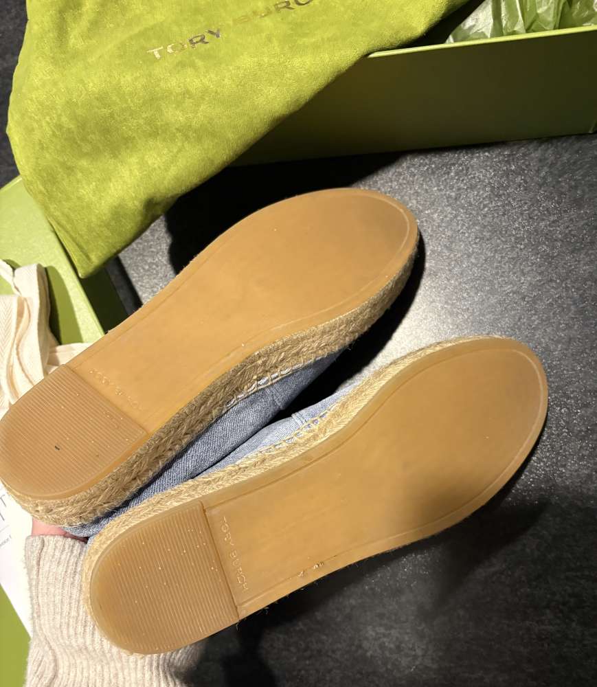 Tory Burch denimové riflové espadrillky, koža
