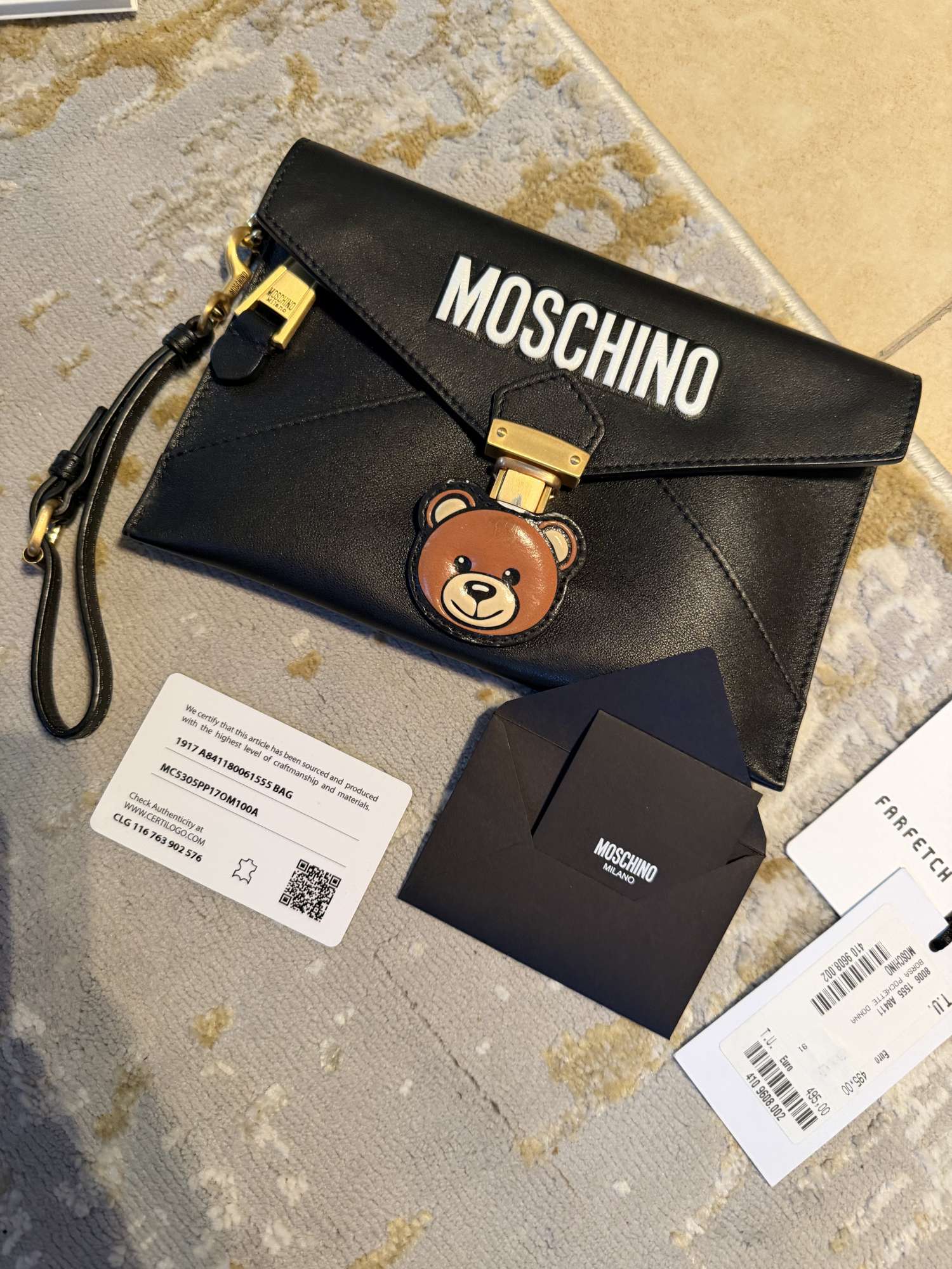 Moschino Teddy Bear Envelope Clutch