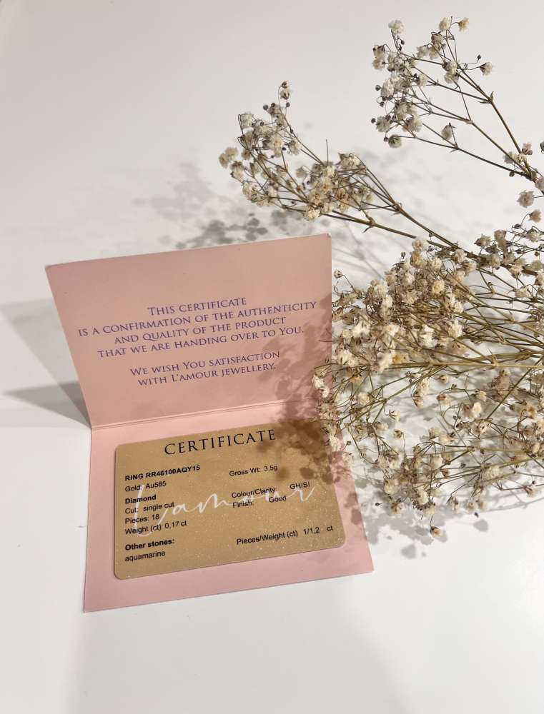 Zlatý prsteň s kameňom aquamarine