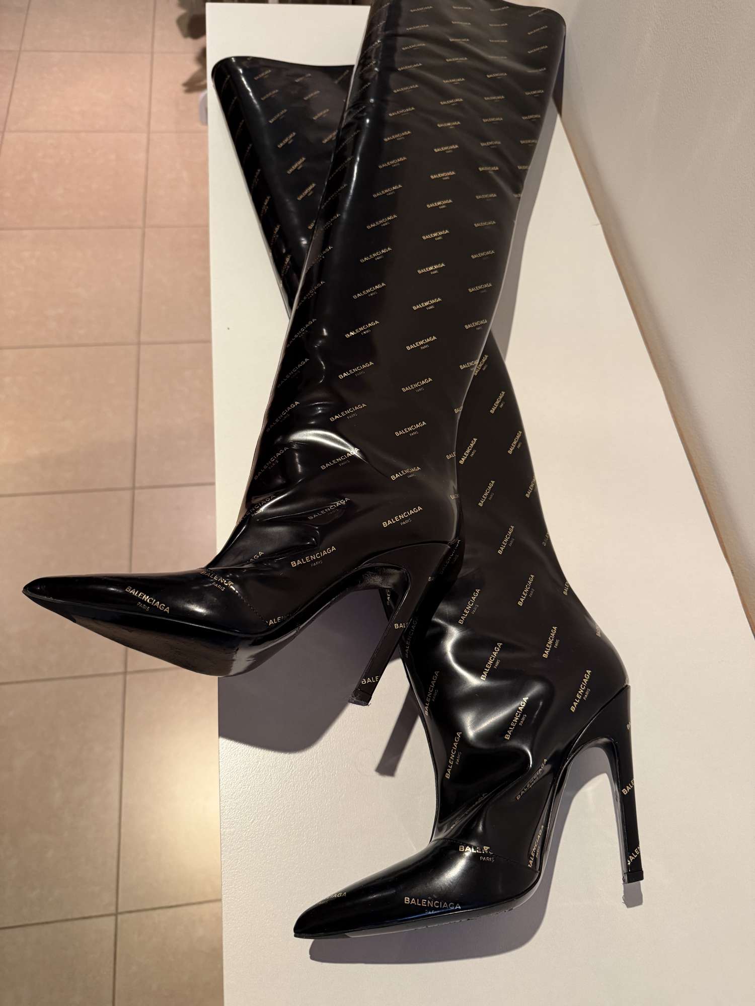 Balenciaga Slash Logo patent leather