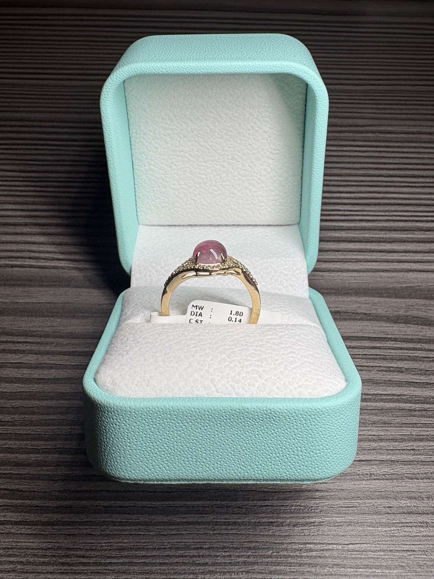 Zlatý prsteň 14k prírodný ružový turmalín 1.72 ct + diamanty