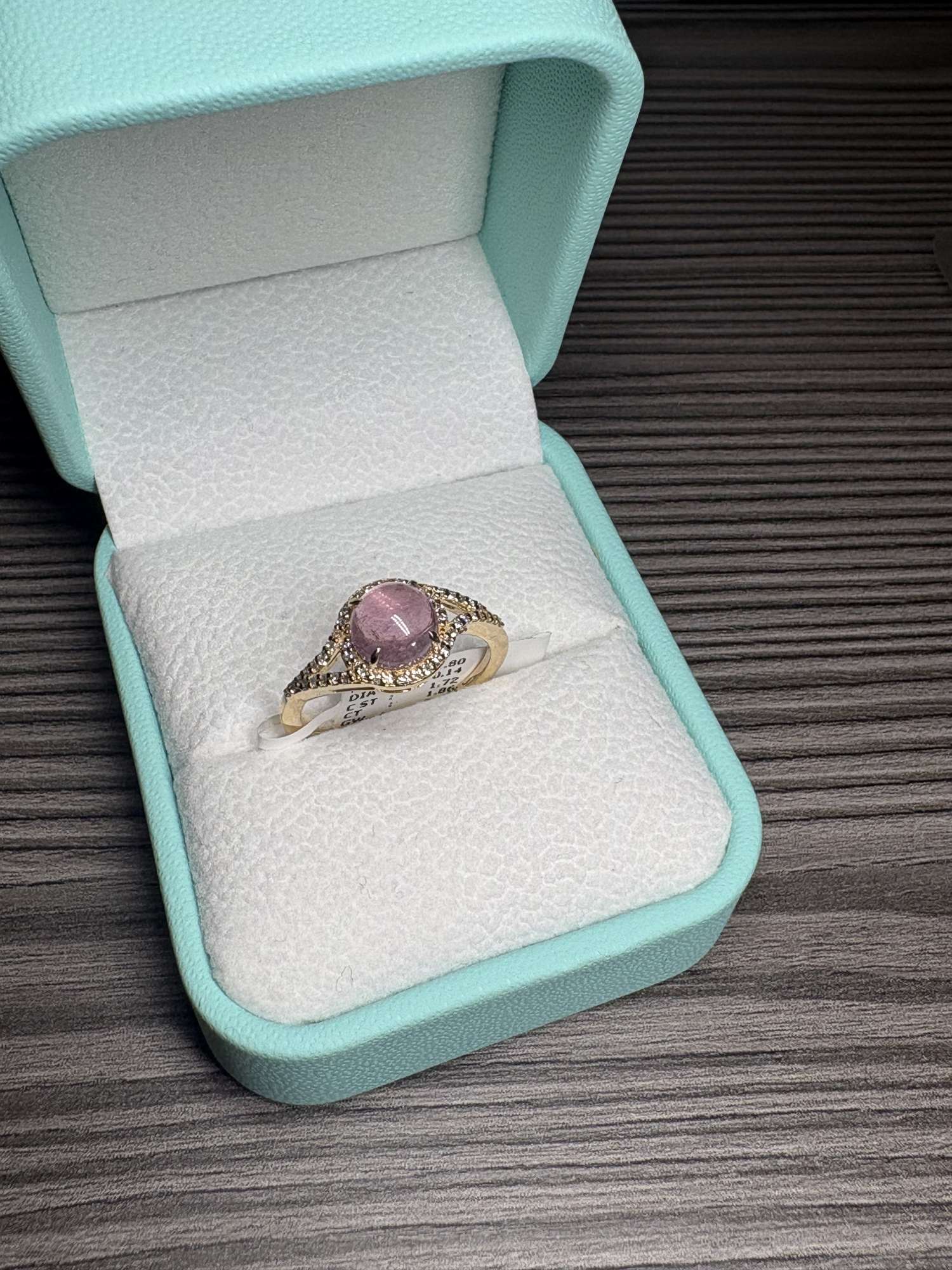 Zlatý prsteň 14k prírodný ružový turmalín 1.72 ct + diamanty