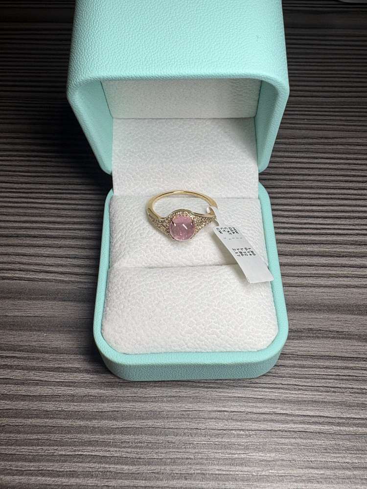 Zlatý prsteň 14k prírodný ružový turmalín 1.72 ct + diamanty
