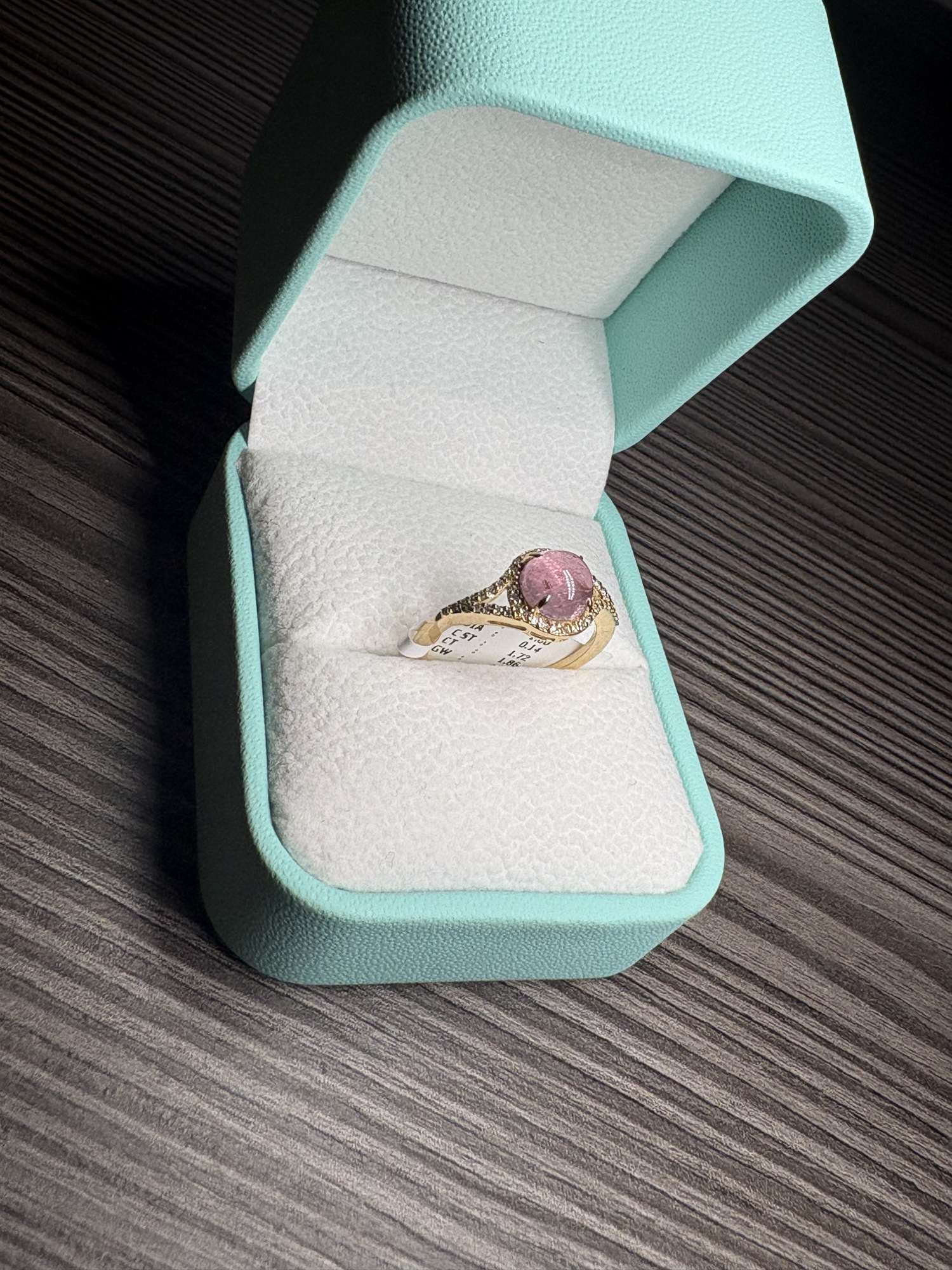 Zlatý prsteň 14k prírodný ružový turmalín 1.72 ct + diamanty