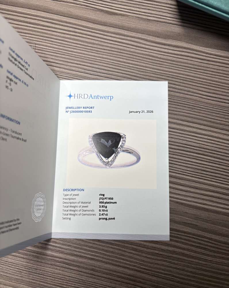 Luxusný platinový prsteň s prírodným turmalínom 2.47ct